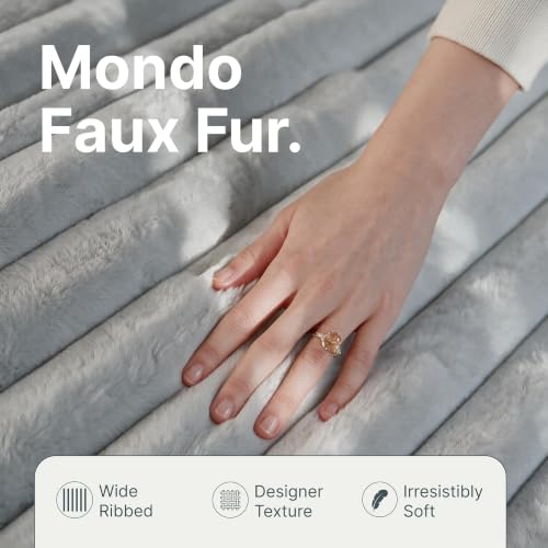 Image of Jaxx 6 Foot Cocoon - 2-in-1 Convertible Bean Bag Bed & Large Bean Bag Chair for Adults, Premium Luxe Faux Fur - Mondo Grey