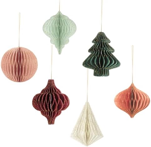 AOBKIAT Christmas Party Decorations,6 PCS Glitter Edge Honeycomb ...
