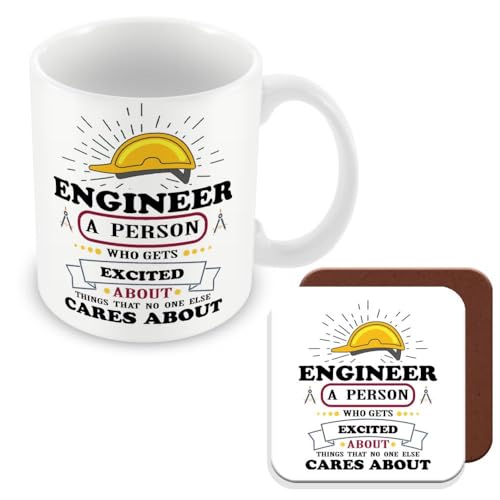 MUGGZ Mug & Coaster Gift for Engineer - Engineer Joke - Giftset - Made in The UK