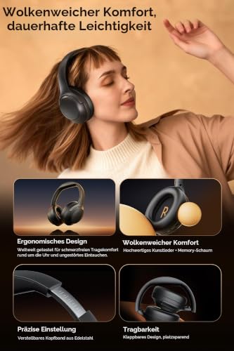 SoundPEATS Cove Pro Over Ear Kopfhörer Kabellos Bluetooth, Hybrid Aktive Noise Cancelling bis 56 dB, LDAC Hi-Res Wireless Audio… – Ansicht 5