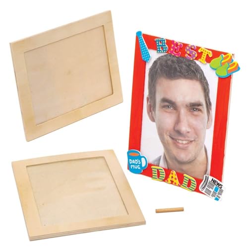 Baker Ross FC115 - 4 Cornici In Legno Di Natale Fai Da Te Per Bambini, Kit Decorazione Da Assemblare E Personalizzare - 3