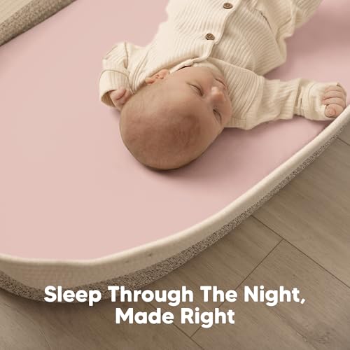 Image of 2-Pack Baby Bassinet Sheets Girl, Boy, 33x17 Bedside Sheets (Rose) | Viscose Derived from Bamboo, Universal Fitted Bassinet Sheet, Compatible with Halo Bassinest Sleeper, Baby Delight, Graco