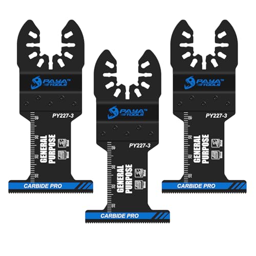 PAYA Multitool Sägeblätter Oszillierende professionelle Klingen extra breit 44mm Hartmetall Sägeblatter für schwere Metalle Nägel Aluminium Rohre Holz Kupfer und andere harte Materialien, 3tlg PY227-3