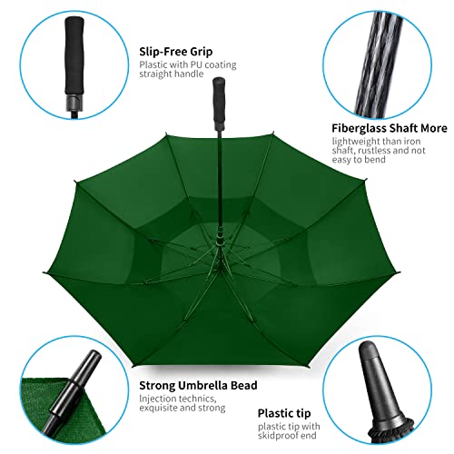 Image of MRTLLOA Automatic Open Golf Umbrella, 62 /68 Inch Extra-Large Oversized Double Canopy Vented Windproof Waterproof Stick Rain Golf Umbrellas for Men and Women