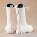 Girls Boots Lace Up Mid Calf Riding Boots Fashion Waterproof Pu Leather Side Zipper Punk Goth Fall Winter Shoes 4-12Y White 31
