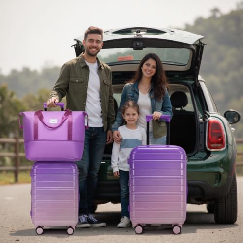 Image of LARVENDER Luggage Sets 5 Piece, PC+ABS Expandable Suitcases with Wheels | Suitcase Set for Women and Men|Checked Luggage|Carry On Luggage|Hardside Lightweight|Lavender Blush