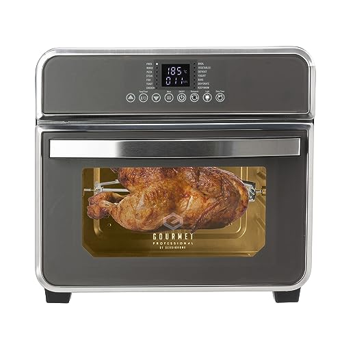 Sensio Home Gourmet Pro Clean Cook Air Fryer Oven – Dehydrator 1600W | 15L Capacity with Rotisserie Function and 14 Digital Preset Programs, Family Size Healthy Oil Free Cooking, Full Accessory Set