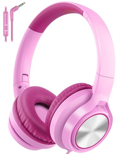 Image of Voopwink Kids Headphones with Microphone, Wired Over Ear Headsets with Limited Volume 85dB / 94dB for Boys Girls Teens Children Online School /Travel /iPad /Tablet /Cellphone