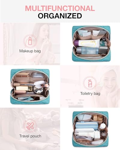 Image of BAGSMART Small Makeup Bag, Travel Cosmetic Bag Make Up Pouch Small Travel Zipper Pouch,Water-resistant Toiletry Bag,Makeup Organizer Bag for Women, Blue