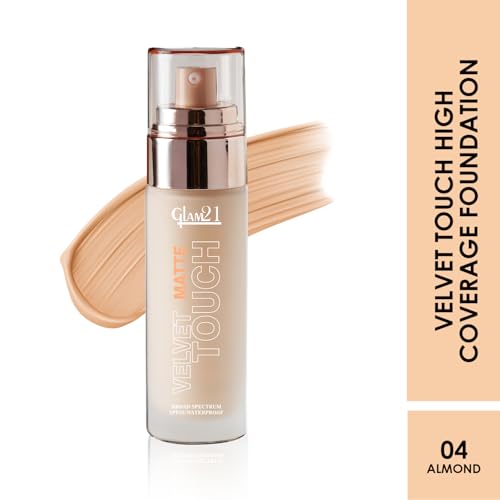 Image of Glam21 Velvet Touch Oil Control Silk Foundation|Waterproof, High Coverage, Velvet Matte Finish,Ultimate Full coverage, Lightweight and Breathable,SPF 35 Long Lasting|Almond-50gm