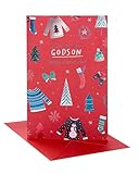 Tarjeta de Navidad para ahijado, tarjeta de Navidad para ahijado, bonito diseño de jersey de Navidad, tarjeta de Navidad para él