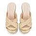 Mezent Women's Wedge slides-sandals - espadrilles raffia sandals -summer Open Toe platform Slip On high heel casual sandals beach comfortable slippers Apricot SIZE 7