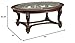 Signature Design by Ashley Norcastle Vintage Oval Coffee Table with Beveled Glass Top & Scrollwork Legs, Dark Brown