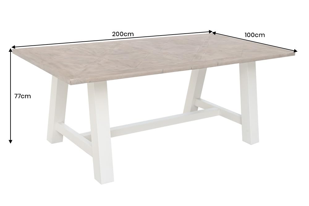 Riess Ambiente Esstisch Hamptons 200cm - braun Creme - Pinienholz | 10 Sitzplätze, hochwertig, individuelle Maserung, stabile Konstruktion, 100 kg Belastbarkeit, Unikat, Holzgestell