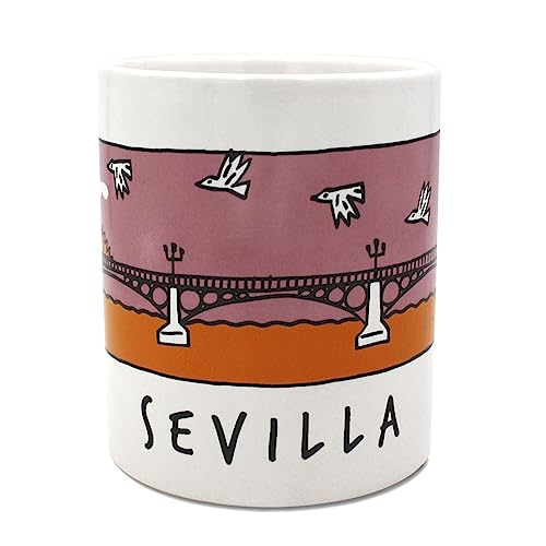 TBOC Tazza Porcellana Colazione [Puente de Triana] Regalo Originali | Mug Siviglia Andalusia Spagna | Set Tazze Caffe Tisana Coppia Tazzine Grande Regali Originale Ceramica