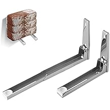 2Pcs Universal Stainless Steel Microwave Mount Bracket, Support Frame Steel Foldable Stretch Shelf Rack Microwave Oven Wall Mount Bracket