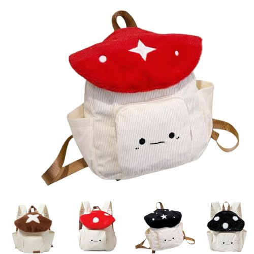 VTYFRY Cute Kawaii Mushroom Shaped Backpack Crossbody Bags Purse for Women Trendy Cartoon Travel Versatile Shoulder Handbag (Red Star)
