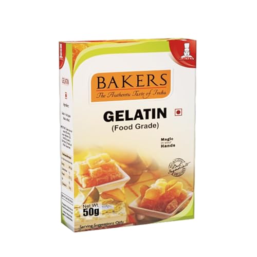 Image of BAKERS Gelatin Set of 2, Each 50 Gram, (Food Grade) Unflavored | Non-Veg | Perfect for Jelly Making | Good for Desserts, Cakes & Puddings
