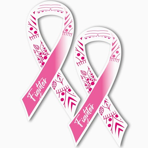 Image of Magnet Me Up Breast Cancer Pink Mandala Fighter Ribbon Magnet Decal, 3.5x7 Inches, 2 Pack Automotive Magnet for Car Truck SUV, Any Magnetic Surface, Gift of Empathy, Bravery, Crafted in USA