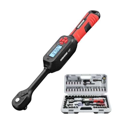 LLAVETOR 3/8" Digital Torque Wrench 2-45 Ft.lb (±2%), 68PCS Small Digital Torque Wrench Set with Short Handle, Sockets & Adapters for Automotive, Bike, Motorcycle Machinery Repair​