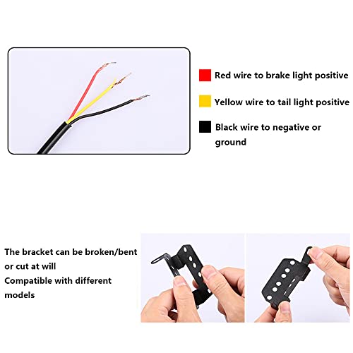 Totmox Universal 15 Leds Rear Third 3Rd Strobe Flashing Tail Brake Light Stop Warning Lights Universal Fit For 12V Motorcycle Electric Motor, Red Lens/Smoke Lens #TOP6