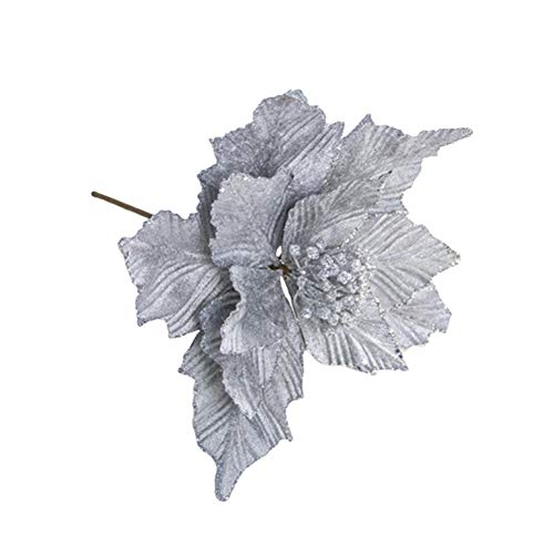 FafSgwq 1Pc Artificial Poinsettia Fake Flower DIY Christmas Home Wedding Party Decor Grey