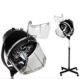 Black,Standing,JIYIAN Professional Wall Mounted Hair Dryer Hood | Adjustable Salon Hair Steamer with Clamp Arm | Ideal for Hair Salon, Spa And Home Use