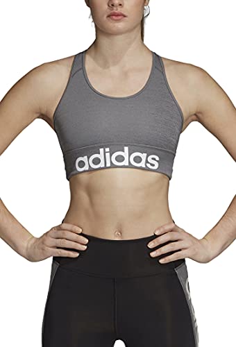 adidas Women Design 2 Move Logo Bra - Black Melange/White, Small