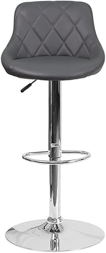 Miniatura 4 de Pemberly Row Taburete de bar acolchado ajustable en gris