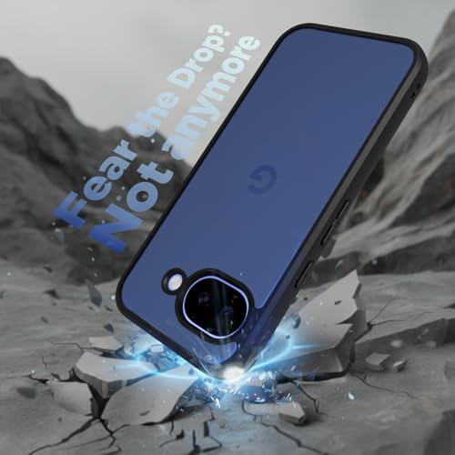 Image of RIGGEAR Shockproof Sleek Hybrid Armor Back Cover Case for Google Pixel 10a (Smoke Black Matte PC + Black TPU Bumper)