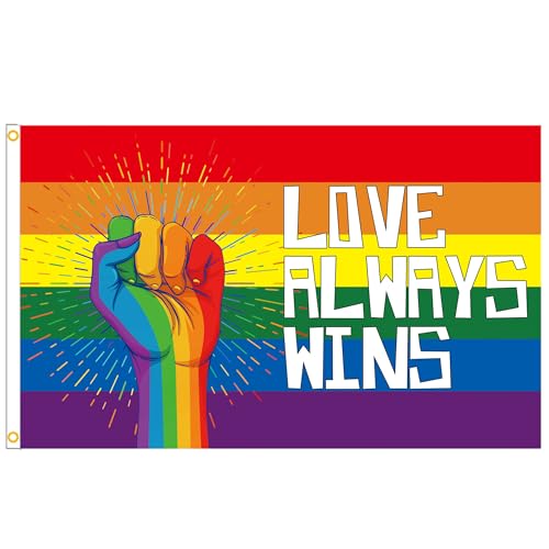 ‌Gxdamxz Bandera LGBTQ, Pride Flag Arcoíris con 2 Ganchos de Latón‌