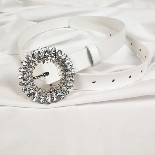 YOU&M Women's Crystal Buckle PU Leather/Plastic Transparent Waist Belt for Jeans Dress2