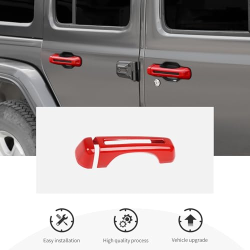 CheroCar Door Handle Cover Trim Tailgate Handle Cover Kit Fit for 2018-2026 Jeep Wrangler JL JLU 4xe & Gladiator JT Sports Sahara Freedom Rubicon 2/4-Door Exterior Accessories by CheroCar - Used condition - Image 5