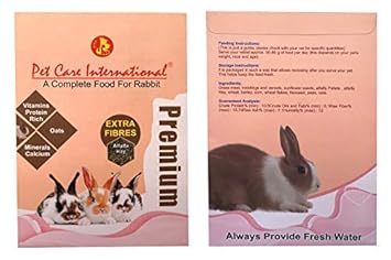Pet Care International (PCI) Premium Food for Rabbit, A Complete and Balanced Diet with Rich in Protein, Vitamins, Minerals & Calcium (Bonus: Extra Fiber as Alfalfa Hay) (600grm x 2) (Pack of 2)