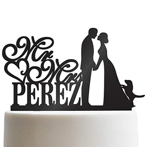 Groom Bride and Puppy Wedding Cake Topper Custom Made Wedding Favor Mr Mr With Dog Cake Topper for Wedding | Solid Color Cake Toppers