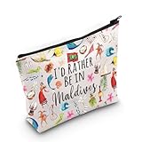MEIKIUP Maldives Travel Makeup Bag Maldives Souvenir Gift Maldives Honeymoon Gift I'd Rather Be In Maldives Zipper Bag (Maldives bag)