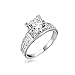 Kihomedy Bague Infini Or Blanc Pour Femme, Or Blanc 750/1000 (18 Cts) Four Claws Moissanite 2 Cts