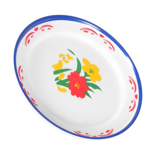 POPETPOP Retro Floral Melamine Food Serving Plate Unbreakable Appetizer Tray for Camping Restaurants and Picnics Shatterproof Design Stackable and Durable Dinnerware