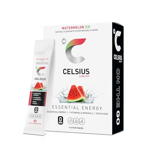 Image of CELSIUS On-the-Go Powder Sticks Watermelon Ice, Essential Energy 2.5 Oz (14 Sticks per Pack)