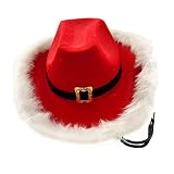 Chapeau de cowboy pour Noël | Chapeaux de cowboy rouges Light Up LED avec batteries à pièce,Chapeaux de cowboy festival rouge et blanc pour costumes de fête à thème, cosplay, jeu fantastique générique