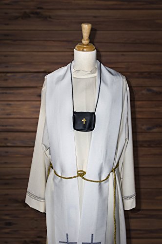 Genuine Leather Communion Burse for Pyx | Fits Pyxes up to 30-Host Capacity | Ideal for Priests, Deacons, and EMHCs | Traditional Catholic Design | Embossed Gold Latin Cross4