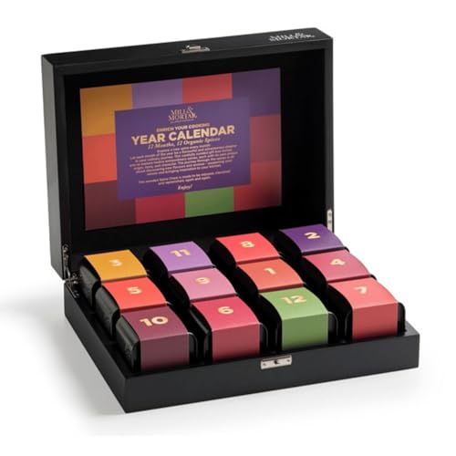 Mill & Mortar Premium Gew&uuml;rz-Geschenkset mit 12 Bio-Gew&uuml;rzen im Holz Spice Chest | Ausgew&auml;hlte Kr&auml;uter & Gew&uuml;rze f&uuml;r Alltag, K&uuml;che & Grill | Hochwertiges Geschenk f&uuml;r Frauen & M&auml;nner