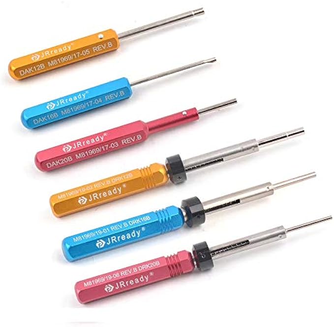 JRready ST5142 Removal and Installing Tool Kit:DRK12B+DRK16B+DRK20B+DAK12B+DAK16B+DAK20B Removal and Installing Tool Kit for MIL-C-81969 series and some of NON-MIL round contacts