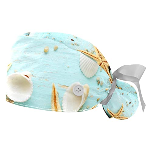 Chapeaux bouffants JDEZ idéal en cuisine ou laboratoire motif marin bleu lot de 2