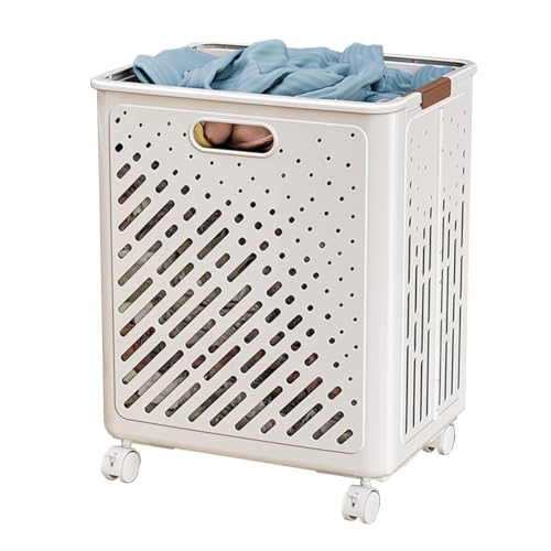 Panier à linge roulant avec roulettes pour chambre et bac à linge plastique rétractable