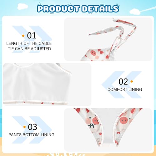 KLL Pig Cute Cartoon Red Girls' Two Piece Bikini Set Quick-Dry Swimsuits Swimming Suits Adjustable Shoulder Strap4