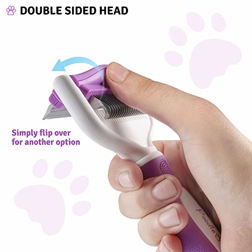 2 In 1 Pet Grooming Tool - Double Sided Deshedding Brush And Dematting Comb - Undercoat Rake For Dogs & Cats Removes Matted Fur, Tangles And Knots Safe & Gentle #TOP4