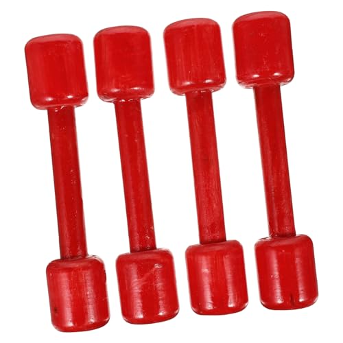 ifundom 4 Piezas juguete con mancuernas de madera mancuerna pesas para Pesos de entrenamiento Equipo de entrenamiento para juguete con mancuernas para bebé rojo