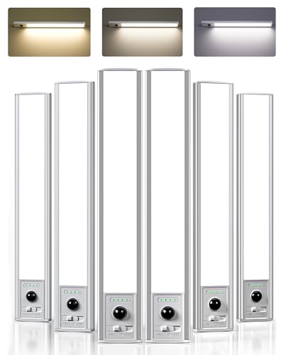 EZVALO Under Cabinet Lighting Wireless, 96 LED Rechargeable Motion Sensor Light Indoor, Under Counter Lights for Kitchen, 3 Color Temps Dimmable Closet Lights with Battery Indicator (6Pack-12inch)