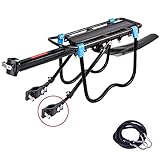 Duradero: Nuestra bicicleta portaequipajes está hecha de aleación de aluminio de alta calidad / aleación de aluminio de alta calidad. Resistencia a la corrosión, más duradera, alta resistencia, sin deformación, más ligera. Pintura mate, antioxidante, anticorrosión y antiarañazos